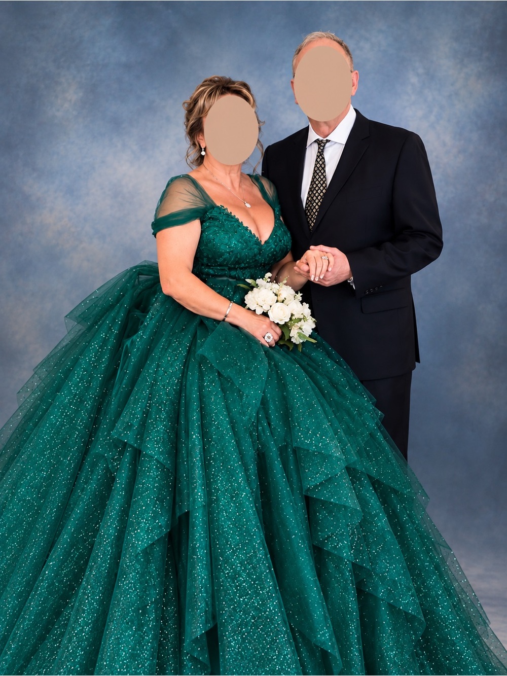 Sparkling Emerald Strapless Tulle Ball Gown